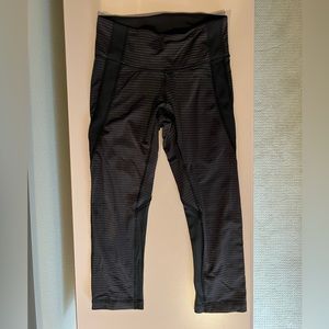Black lululemon leggings with white stripes